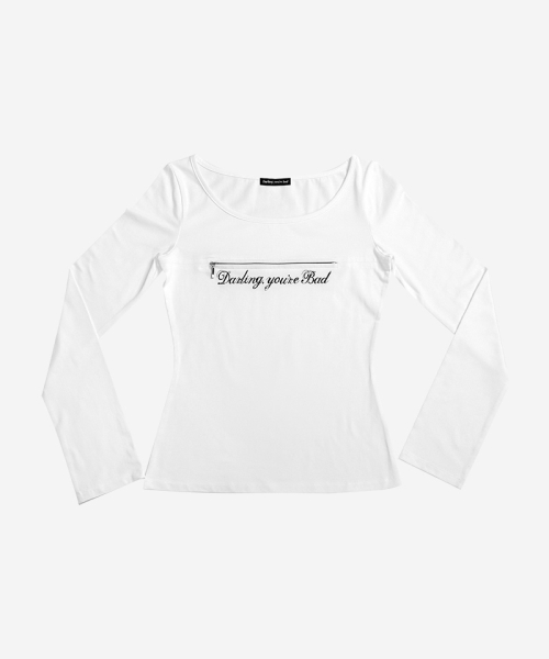 UNZIPPED LOGO T-SHIRT (Cursive ver.) #WHITE