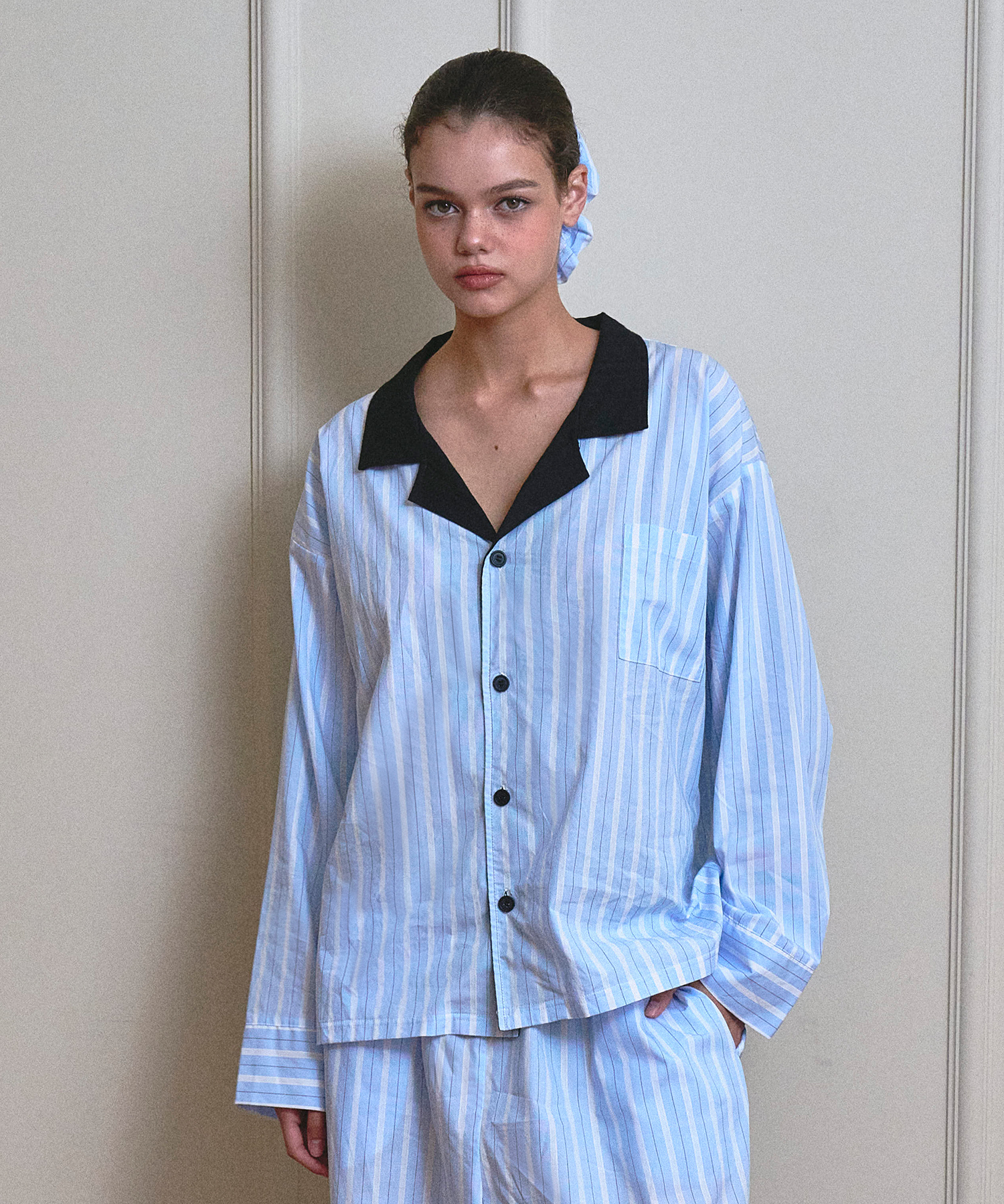 [UNI] Jenny Stripe Pajama Shirt (Baby Blue)