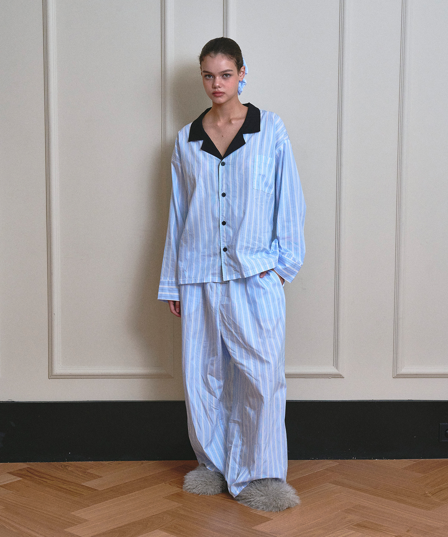 [UNI] Jenny Stripe Pajama Shirt (Baby Blue)