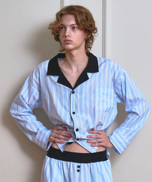 [UNI] Jennie Stripe Pajama Shirt (Baby Blue)