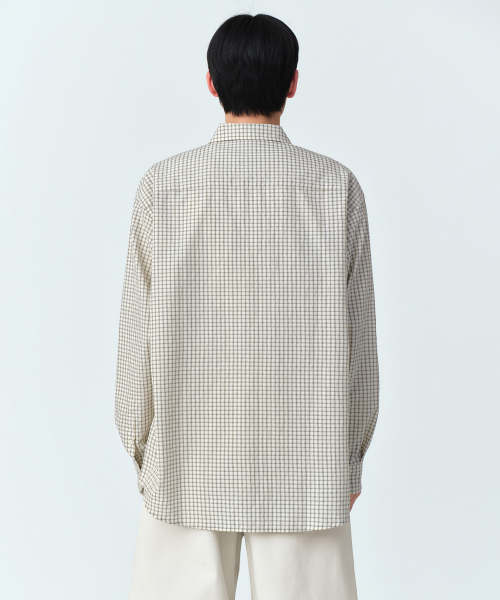 RELAXED SMALL PLAID CHECK SHIRT [LIGHT BEIGE/GREY]