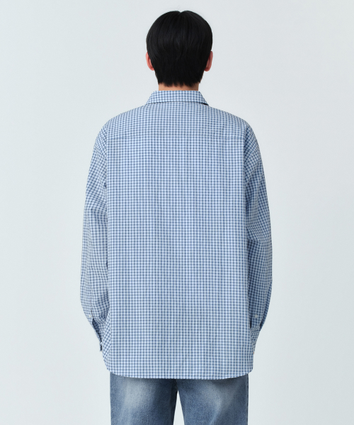 RELAXED SMALL PLAID CHECK SHIRT [SKY BLUE/NAVY]