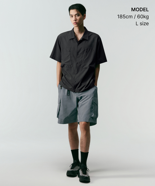 Рубашка с коротким рукавом Airy Dot утилитарная, Dark Grey