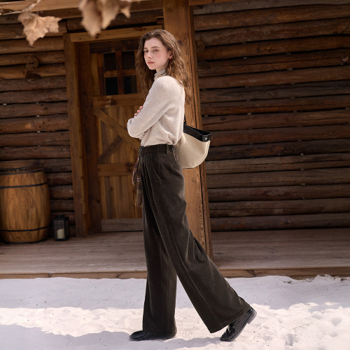 SR_Straight drape chenille pants_2color
