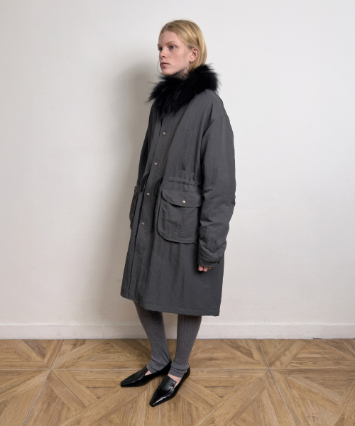 LINED TAILED PARKA (dark grey)
