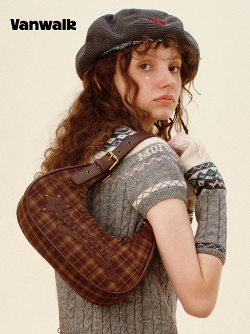 Chubby Tote Bag [Checkered Brown]