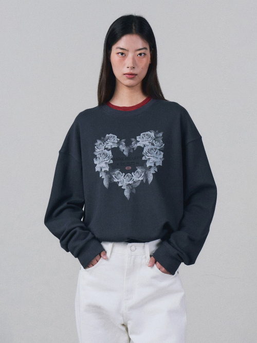 Heart Boom Sweatshirt Charcoal