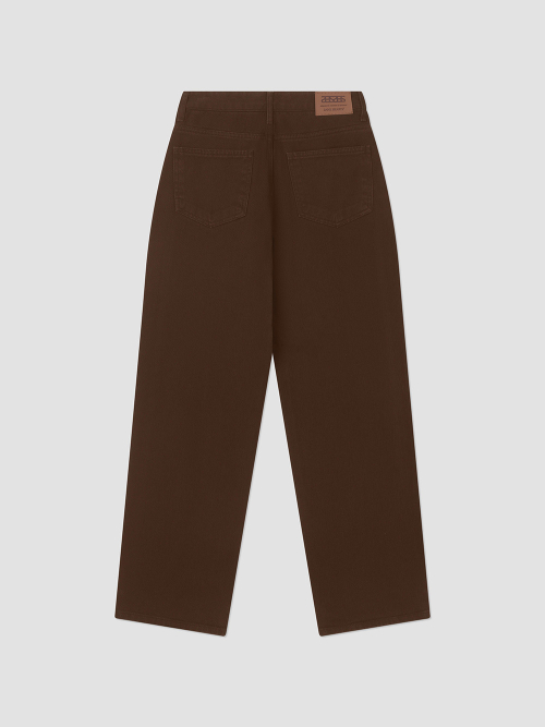 Color Wide Denim Pants Dark Brown