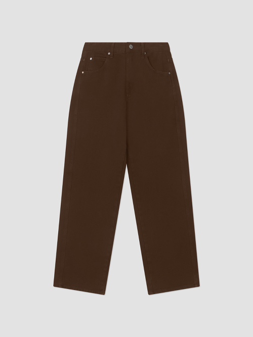 Color Wide Denim Pants Dark Brown