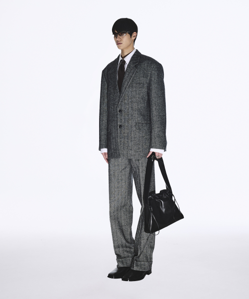 WOOL SINGLE TAILORED JACKET DARK GREY