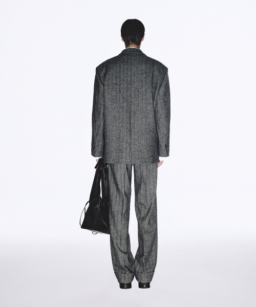 WOOL SINGLE TAILORED JACKET DARK GREY
