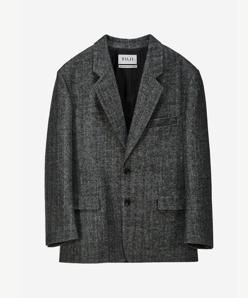 WOOL SINGLE TAILORED JACKET DARK GREY