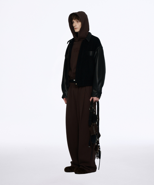 YUJI LOGO PATCH VARCITY JUMPER BLACK