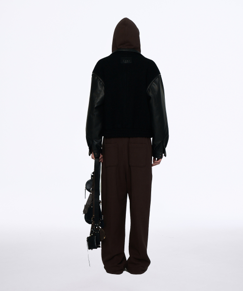 YUJI LOGO PATCH VARCITY JUMPER BLACK