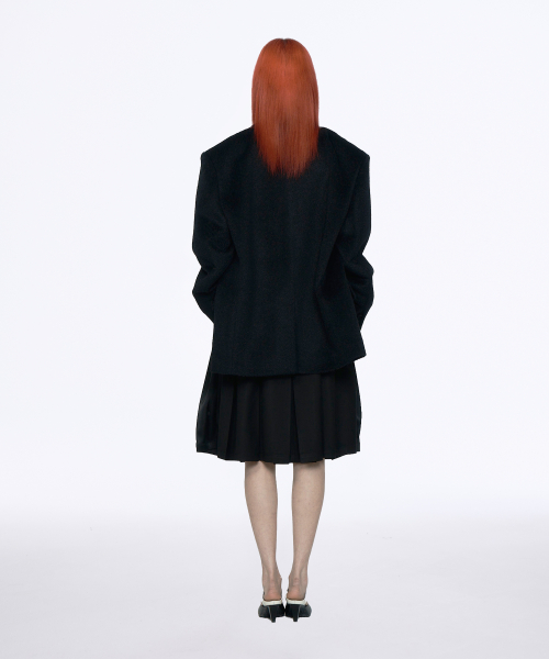 OVERSIZE WOOL ALPAKA TAILORED JACKET BLACK
