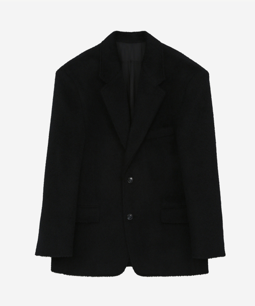 OVERSIZE WOOL ALPAKA TAILORED JACKET BLACK