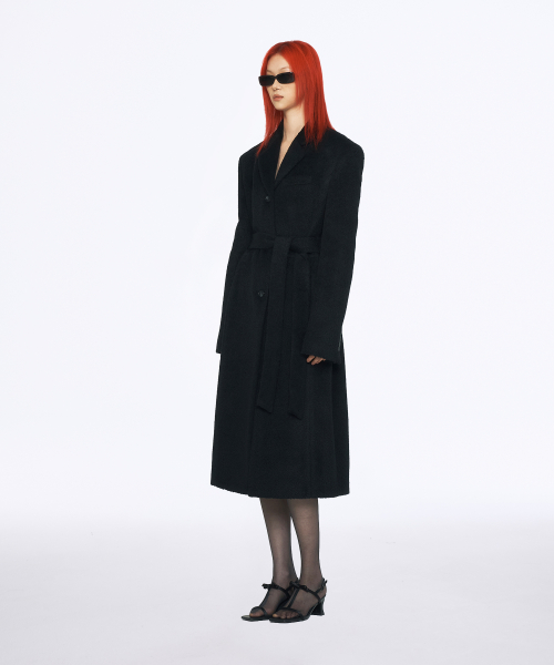 WOOL ALPAKA BLEND LONG COAT BLACK