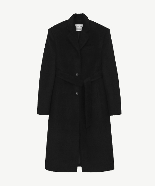 WOOL ALPAKA BLEND LONG COAT BLACK