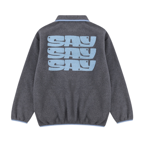 Флисовый пуловер с логотипом на спине Grey