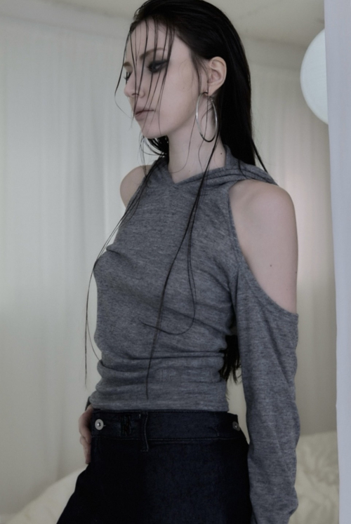 Серый худи Void с вырезами на плечах
