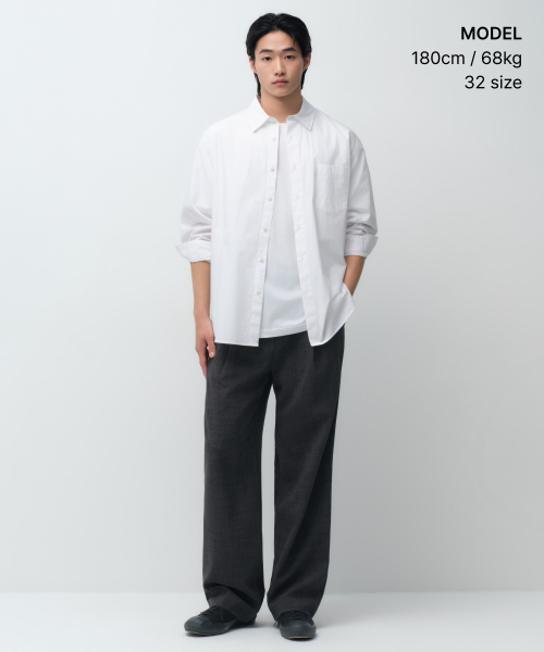 CRINKLE LINEN LIKE WIDE ELASTIC PANTS [CHARCOAL GREY]