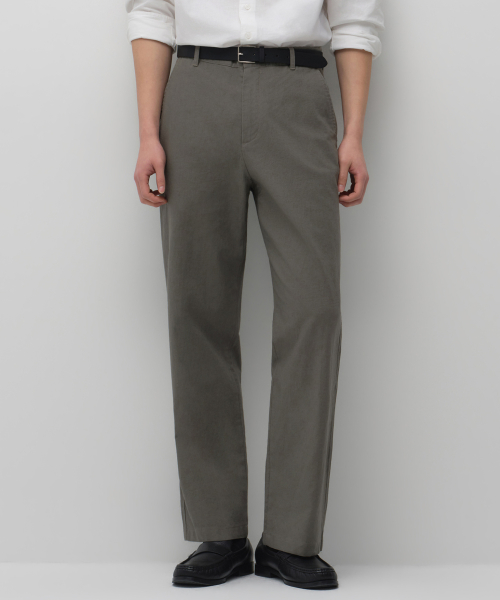 [CITY WORKERS] LINEN-BLEND TAPERED PANTS [KHAKI GREY]