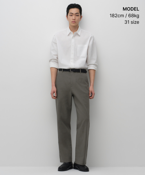 [CITY WORKERS] LINEN-BLEND TAPERED PANTS [KHAKI GREY]