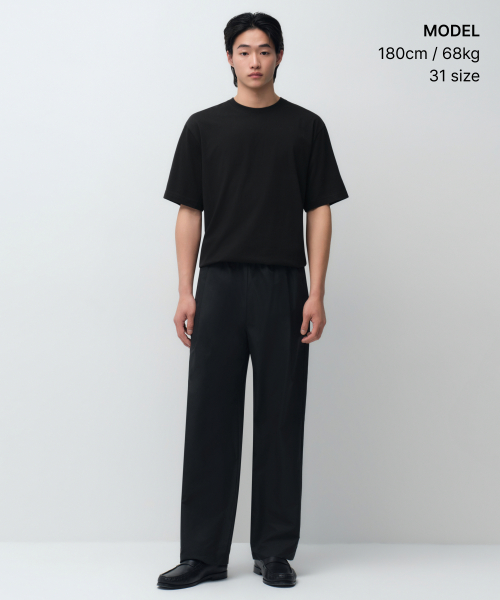 AIRY DOT WIDE BANDING PANTS [BLACK]