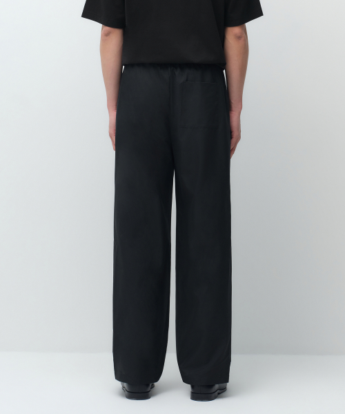 AIRY DOT WIDE BANDING PANTS [BLACK]