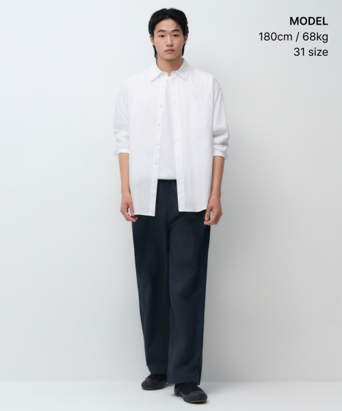 AIRY DOT WIDE BANDING PANTS [NAVY]