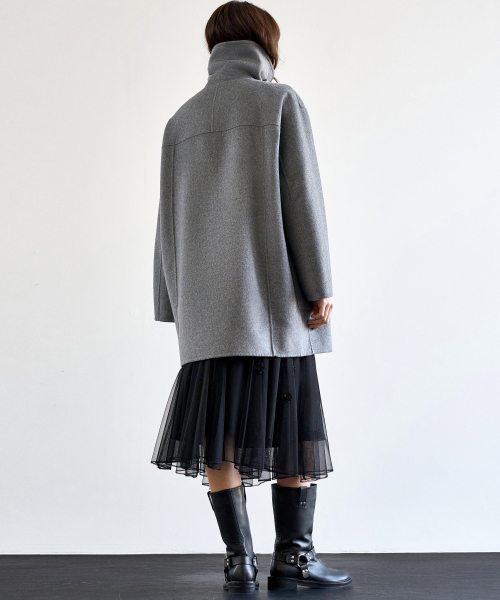 WOOL BLEND HANDMADE DOUBLE HALF COAT_GRAY