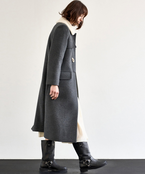 FUR COLLOR DUFFLE COAT_CHARCOAL