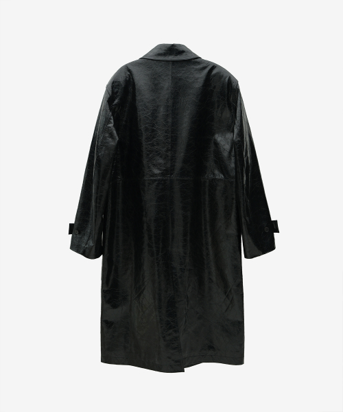 RON CRACK EFFECT LEATHER MAC COAT