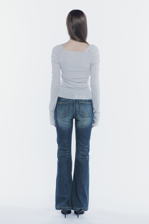 VERA BELTED BOOT-CUT DENIM blue