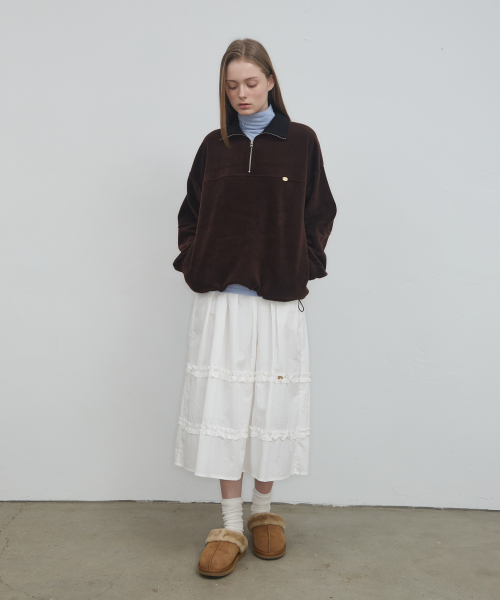 ANC SOFT HALF ZIP-UP FLEECE_BROWN