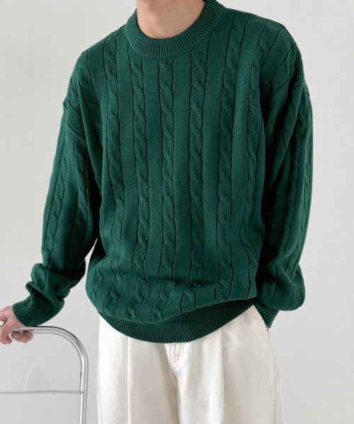 оверсайз круглый кабель вязаный Green