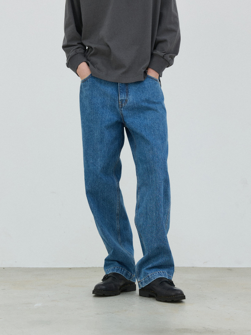 Wide Fit Washed Denim - Light Blue