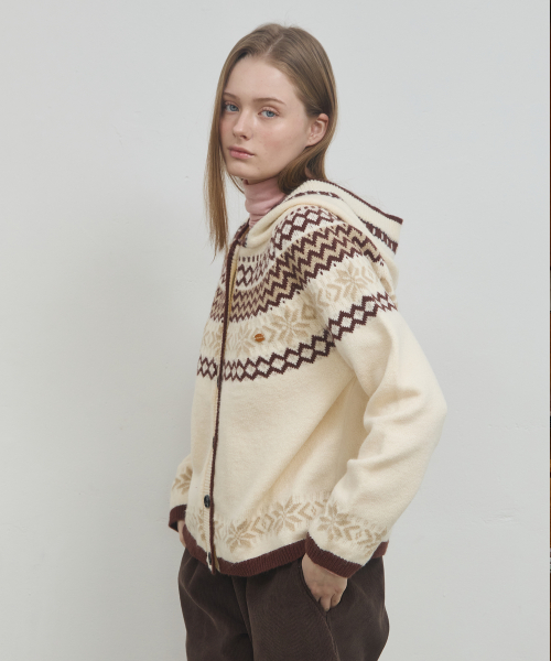 NORDIC HOODIE KNIT CARDIGAN_CREAM