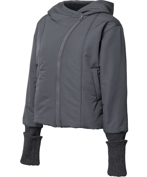 Hooded Asymmetrical Puffer Jacket (FL-053_Charcoal)