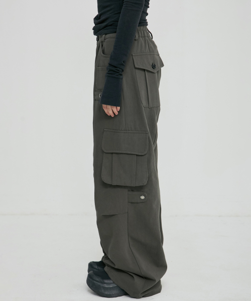 Wide Cargo Pants (FL-262_Grayish Khaki)