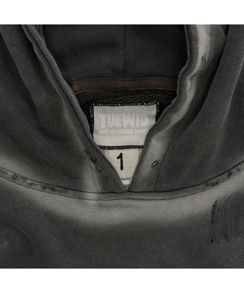 Tuewid croped hoodie in washed peppercorn