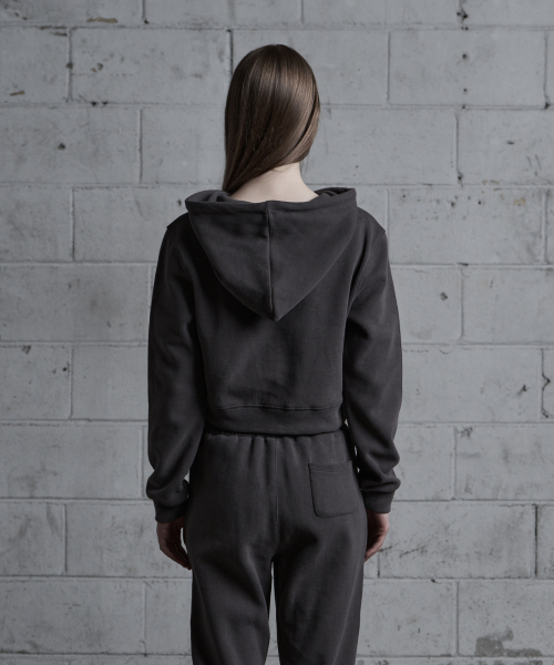 вышивка укороченный худи (dark gray)