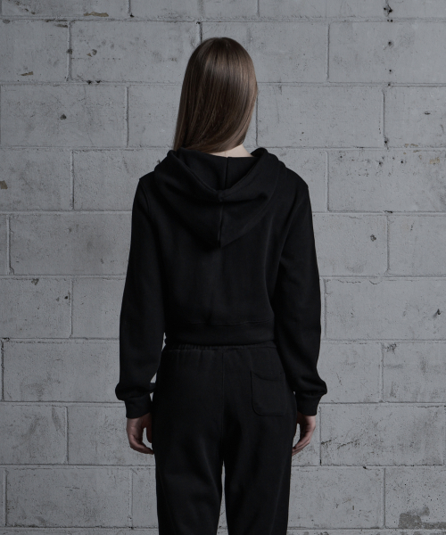 вышивка укороченный худи (black)