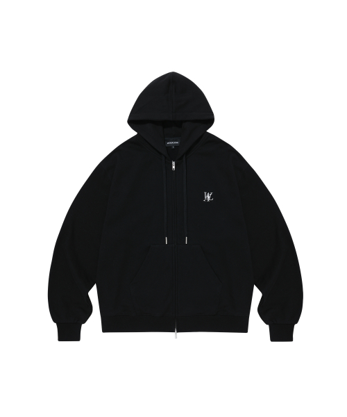 (флис)Signature hood zip-up (2colors)