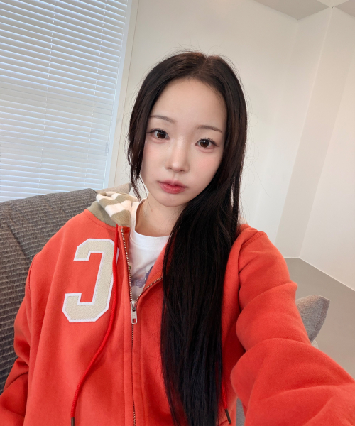 STRIPED-HOOD ZIP-UP HOODIE(ORANGE/флис)