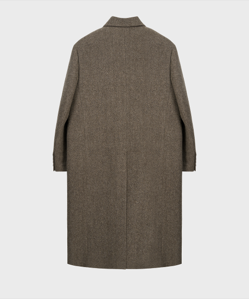 Alpaca Twill Double Breasted Coat (Brown) thumbnail 3