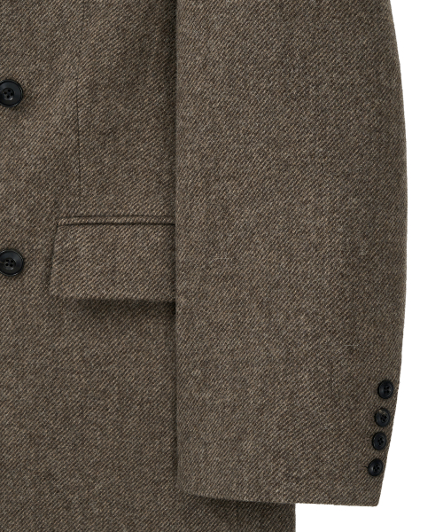 Alpaca Twill Double Breasted Coat (Brown) thumbnail 5