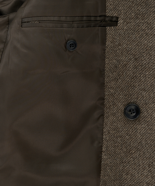 Alpaca Twill Double Breasted Coat (Brown) thumbnail 6