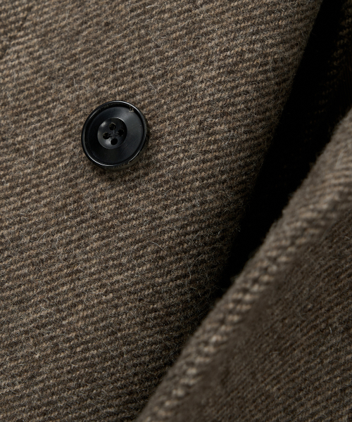 Alpaca Twill Double Breasted Coat (Brown) thumbnail 7