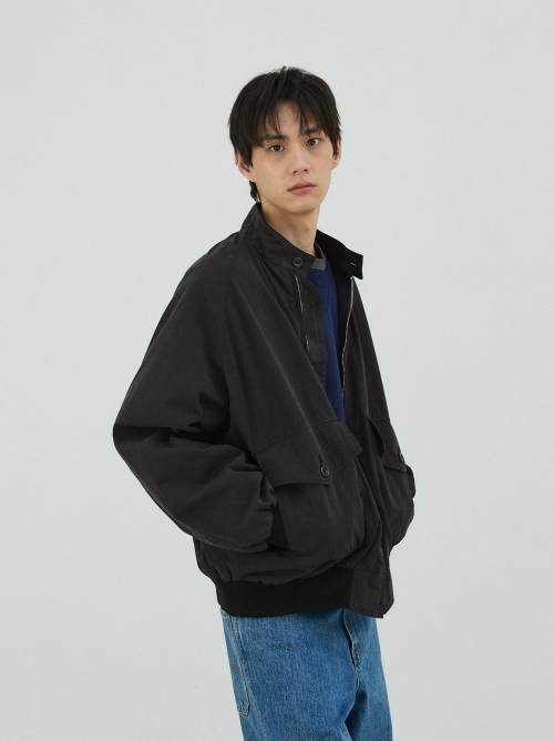 Washed Utility Raglan Jacket - Black
